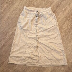 Universal Threads Good Co | Khaki Button-Front Midi Skirt | Linen Skirt | XS